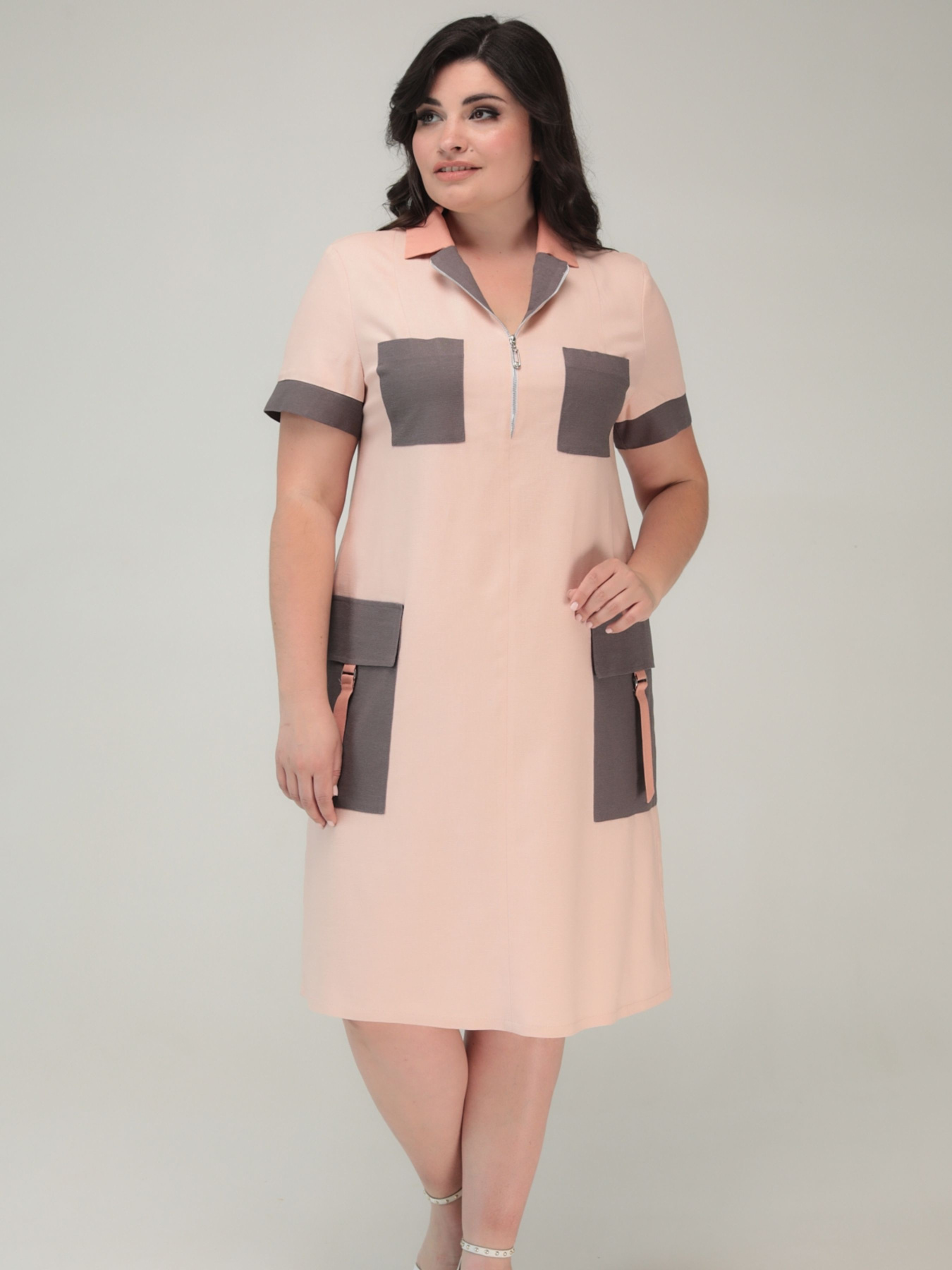 Сукня міді All Posa модель ap100072p-pudra Фото