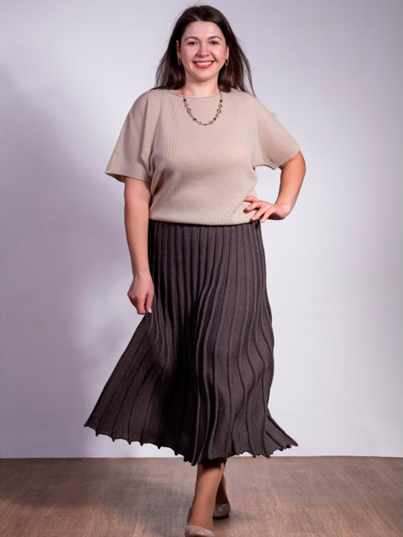 Юбка миди Nita модель yubka-kapuchino-korichnevij Фото