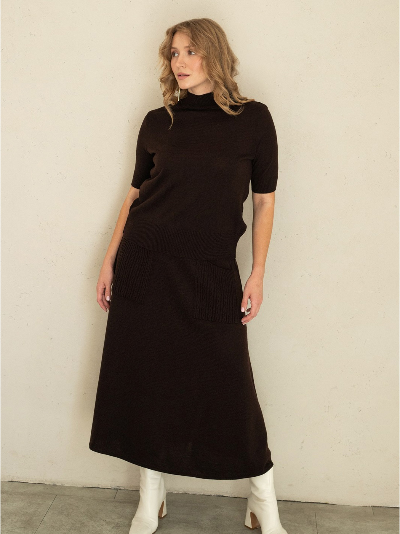 Юбка миди Nita модель yubka-n2301-24-shokolad Фото