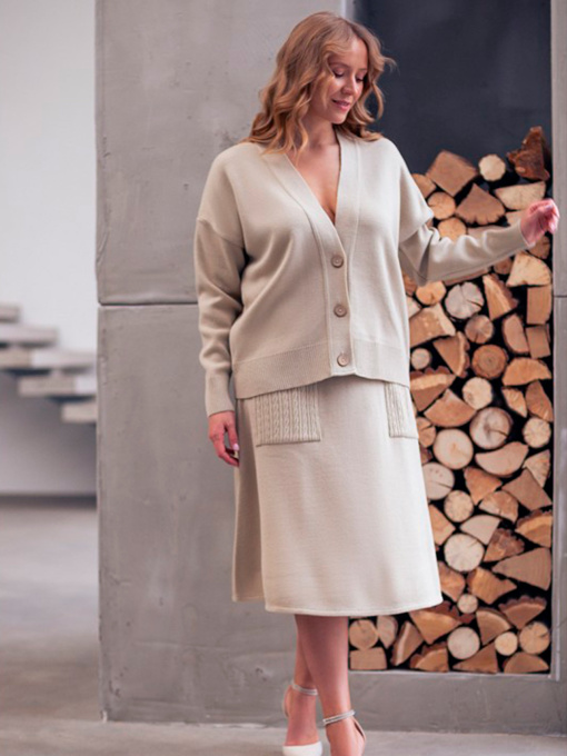 Спідниця міді Nita модель yubka-n2301-1-24-pena-bezhevij Фото