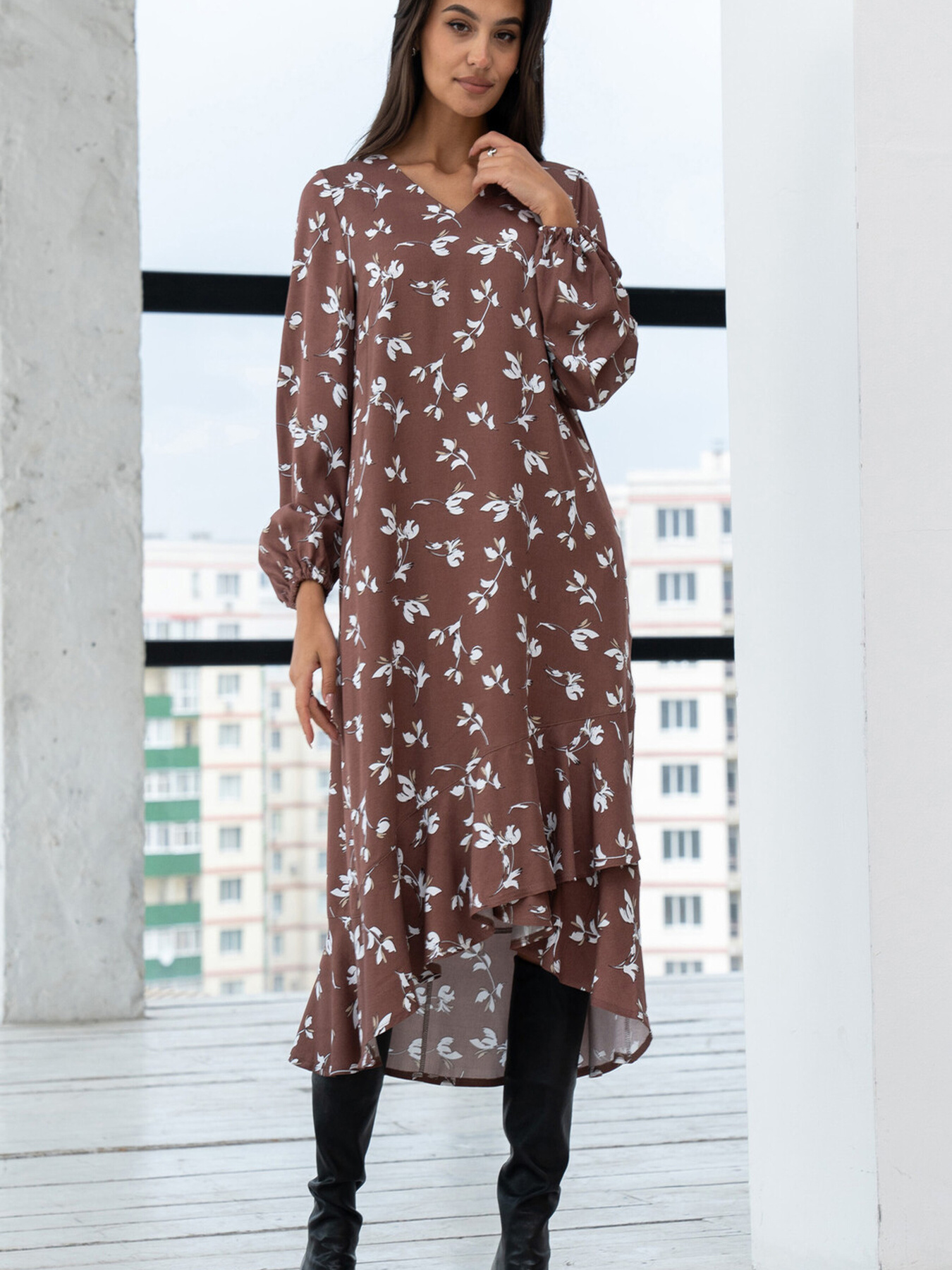 Платье миди RiMari модель 2324-shokolad-print Фото