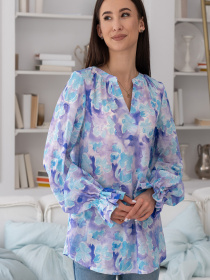 Блуза RiMari модель 0324-blakitnij-print Блуза RiMari модель 0324-blakitnij-print Фото