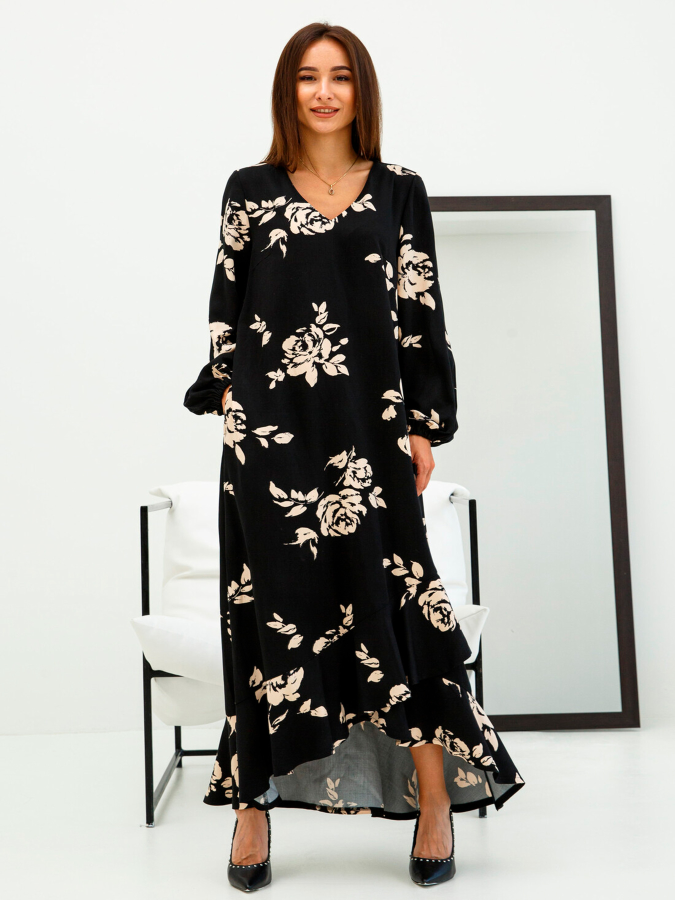 Платье макси RiMari модель 1123-chornij-print Фото