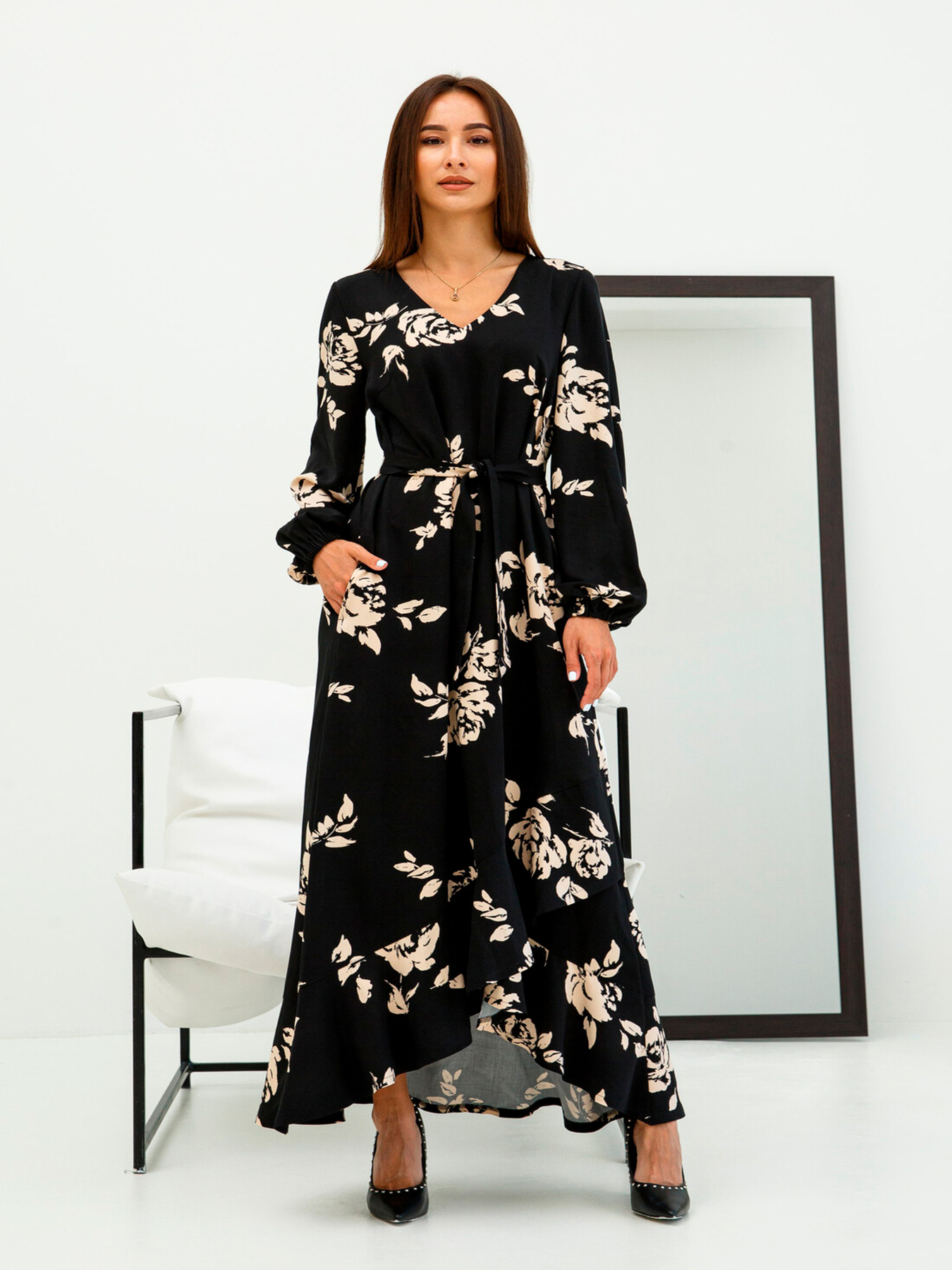 Платье миди RiMari модель 1123-chornij-print Фото