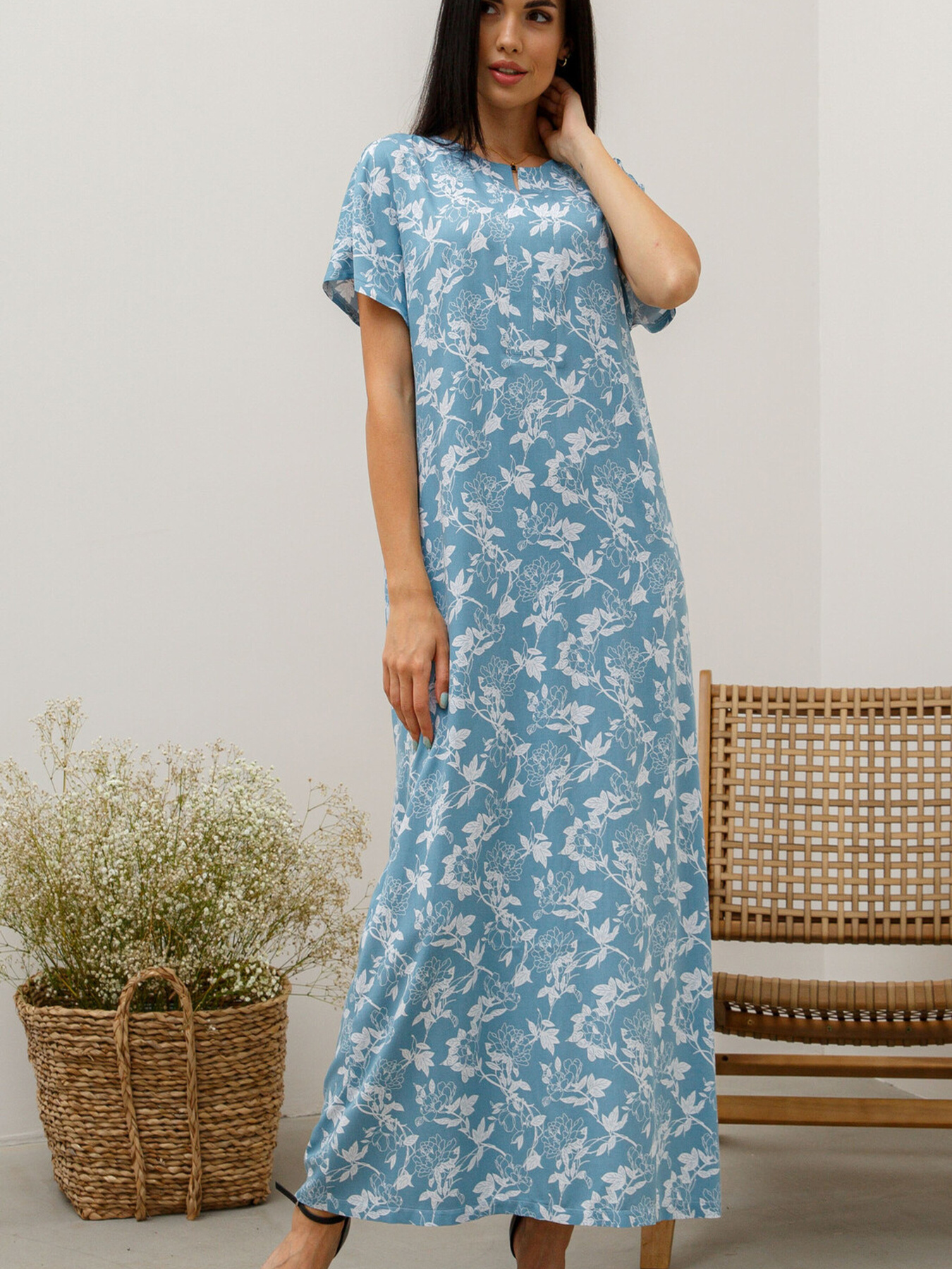 Платье макси RiMari модель 1721-dzhins-print Платье макси RiMari модель 1721-dzhins-print Фото