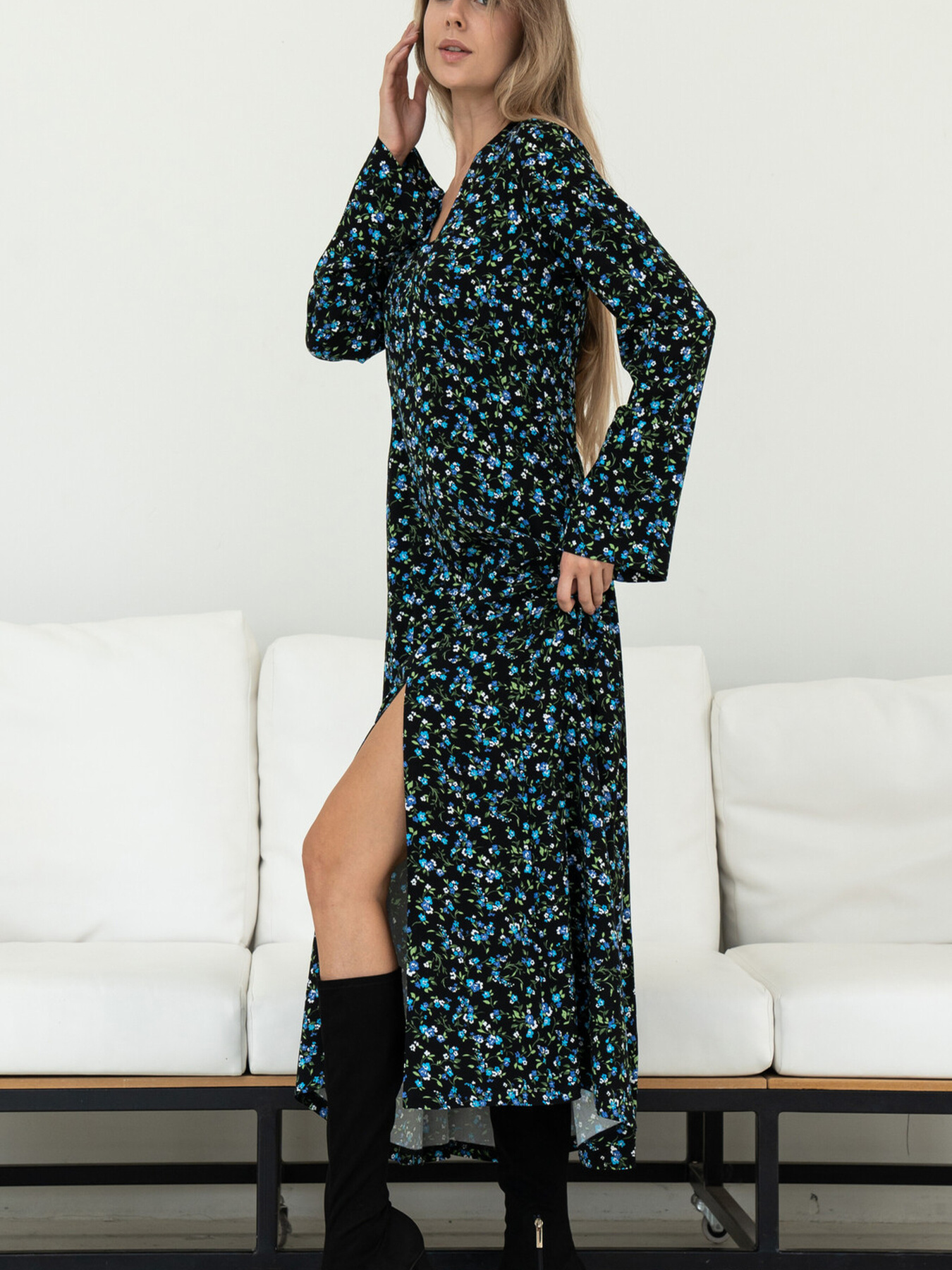 Сукня максі RiMari модель 2121-chornij-z-blakitnim Фото