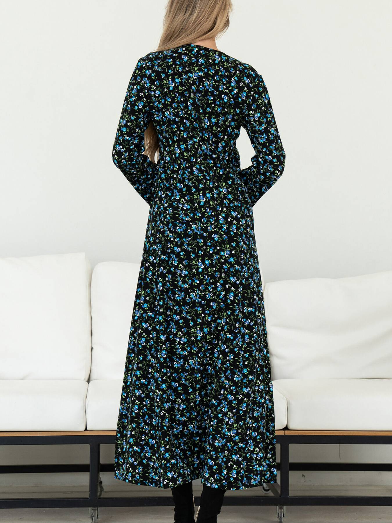 Платье макси RiMari модель 2121-chornij-z-blakitnim Фото