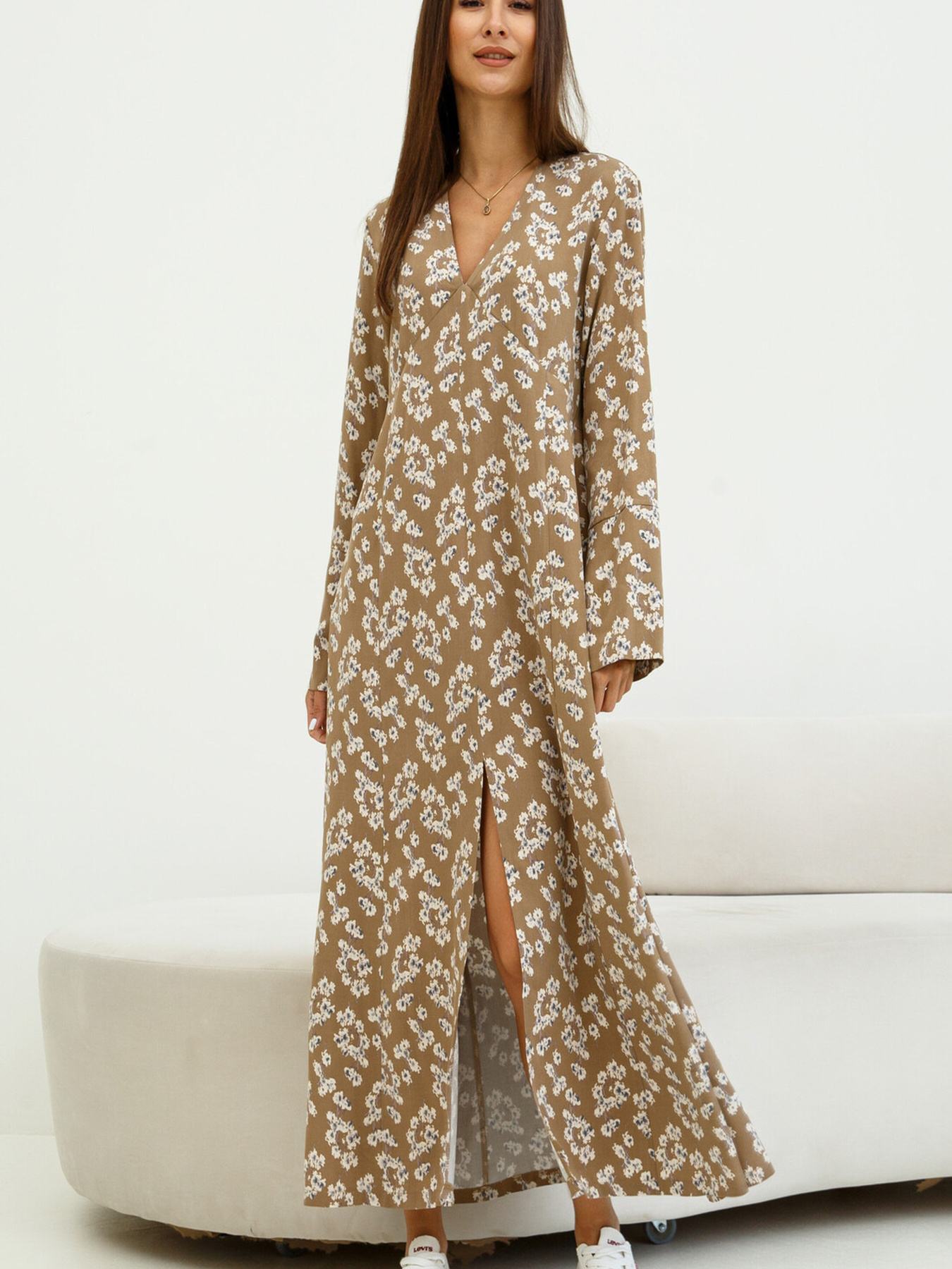 Платье макси RiMari модель 2121-kapuchino-print Фото