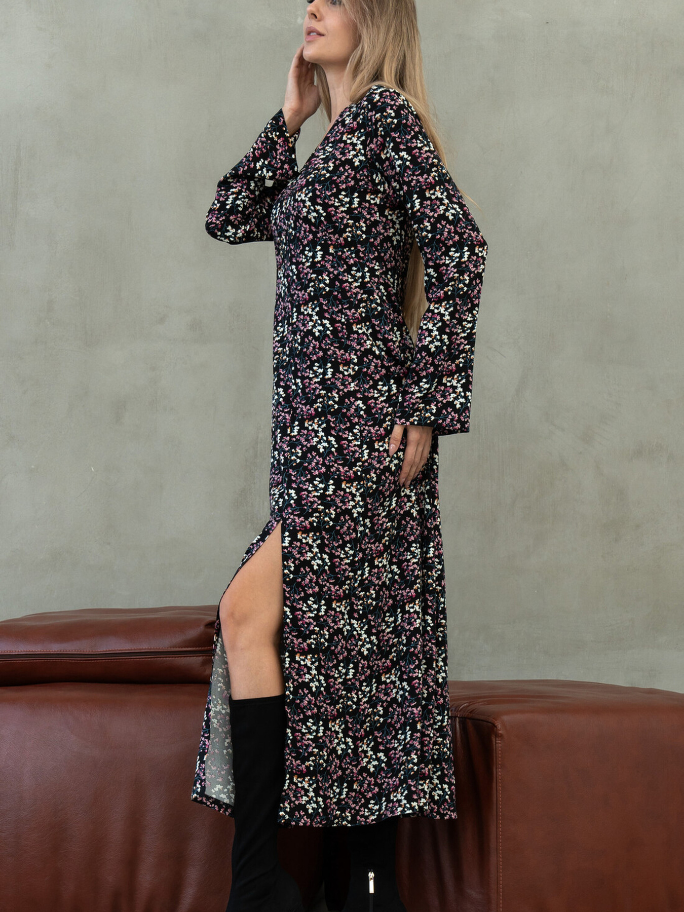 Платье макси RiMari модель 2121-chornij-z-rozhevim Фото