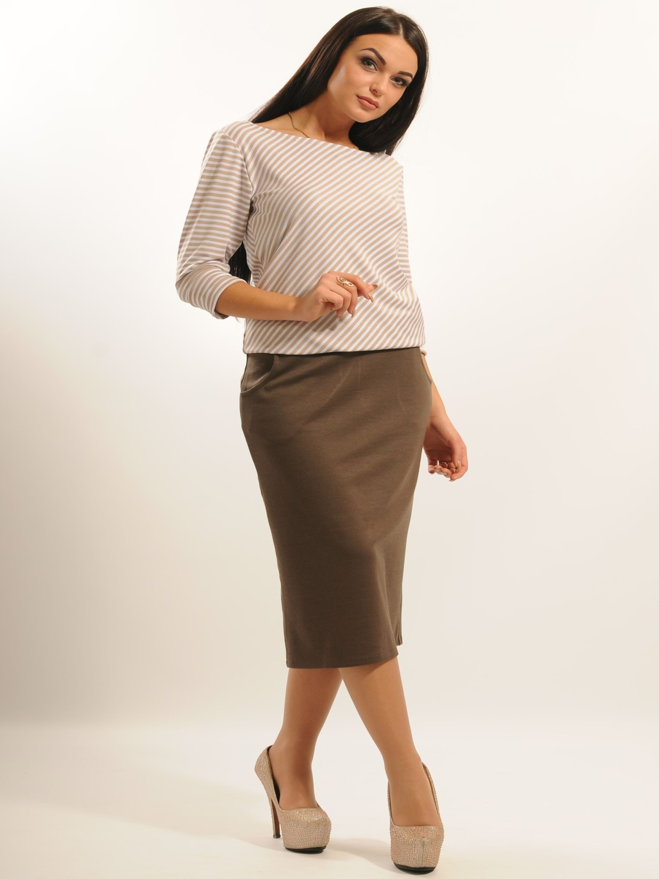 Юбка миди RiMari модель 1-1-07-1-14-kapuchino Фото