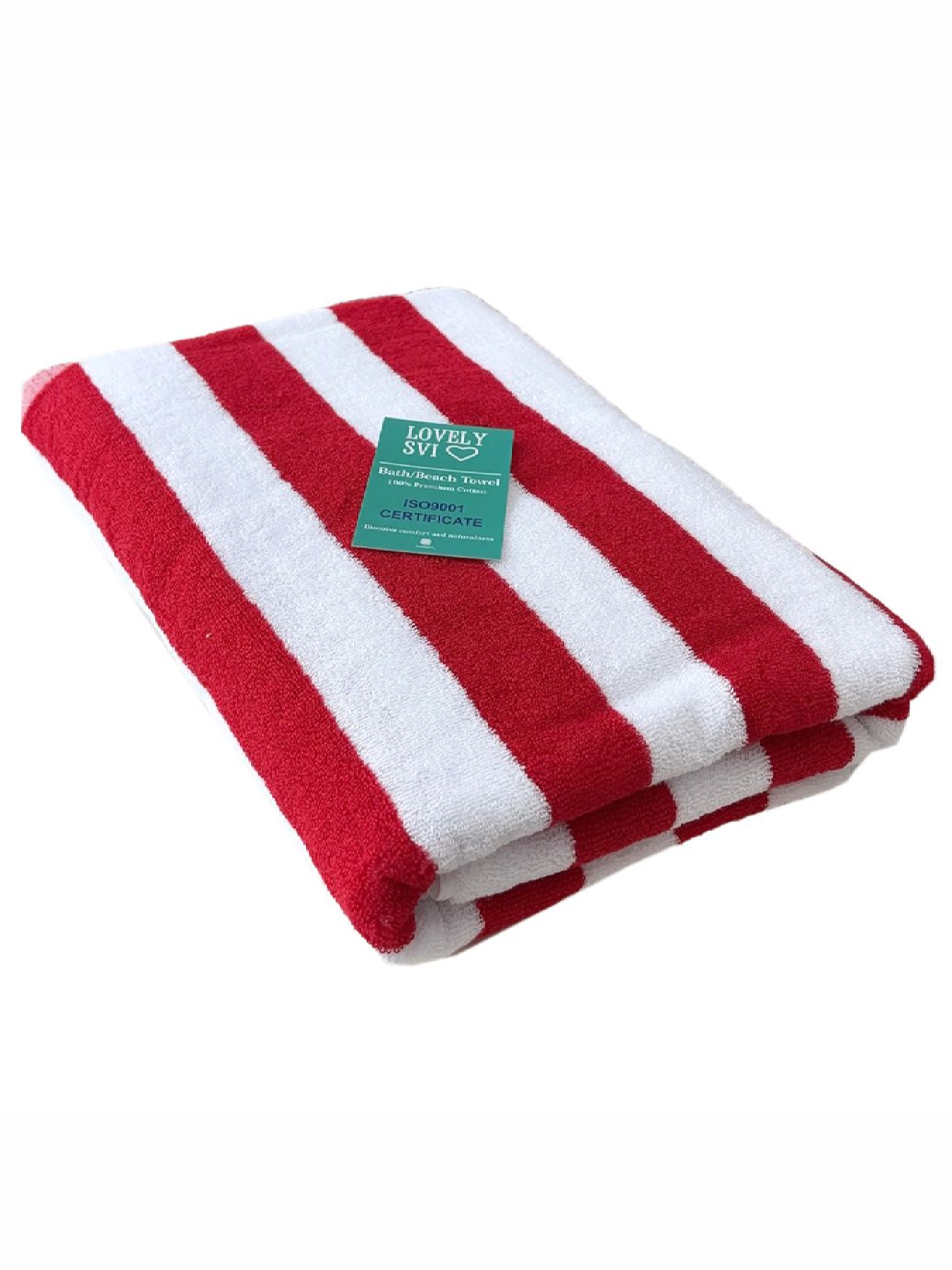 Полотенце хлопок махра  для пляжа, басейна, ванной, отелей, SPA, саун,  XL - Бело - красный Lovely Svi  модель 505255 Фото