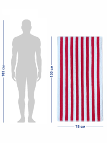Рушник бавовна махра для пляжа, басейна, ванної, отелей, SPA, саун, XL Біло - червоний Lovely Svi  модель 505255 Фото