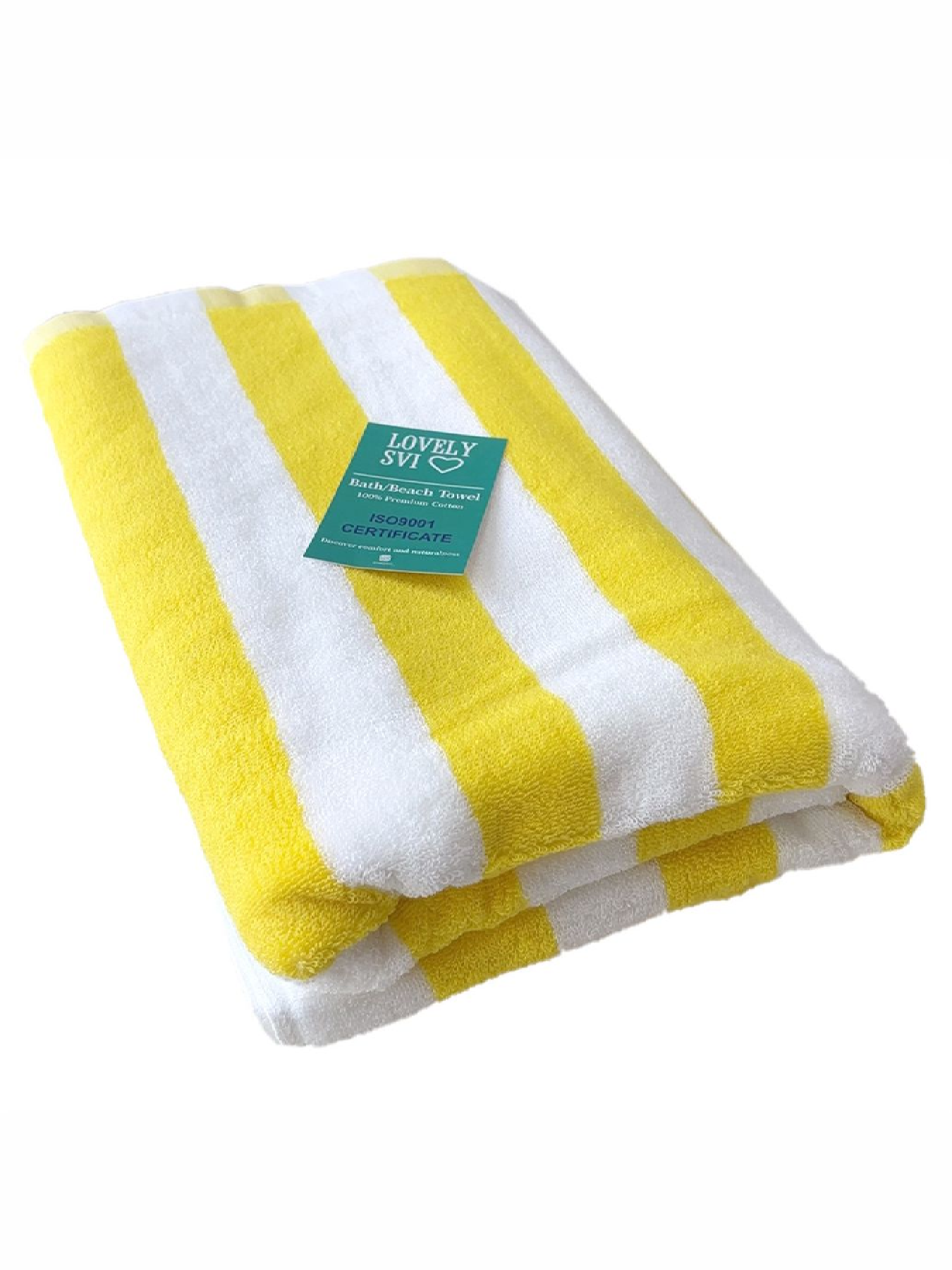 Полотенце хлопок махра для пляжа, басейна, ванной, отелей, SPA, саун,  Бело - желтый Lovely Svi  модель 200723 Фото