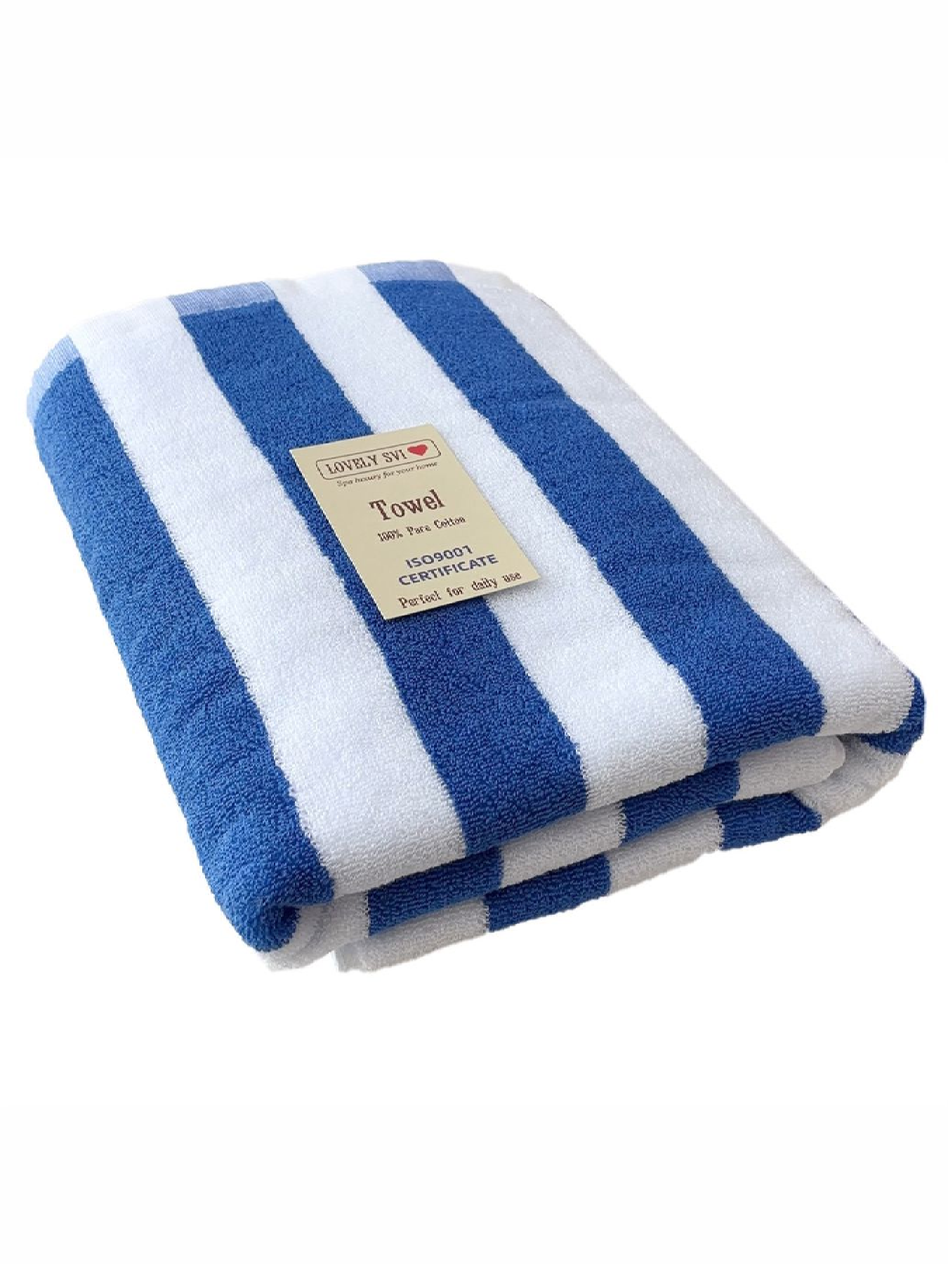 Полотенце хлопок махра Lovely Svi для пляжа, басейна, ванной, отелей, SPA, саун,  XL (75 x150 см) - Бело - синий Lovely Svi  модель 200923 Фото