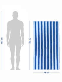 Полотенце хлопок махра Lovely Svi для пляжа, басейна, ванной, отелей, SPA, саун,  XL (75 x150 см) - Бело - синий Lovely Svi  модель 200923 Фото