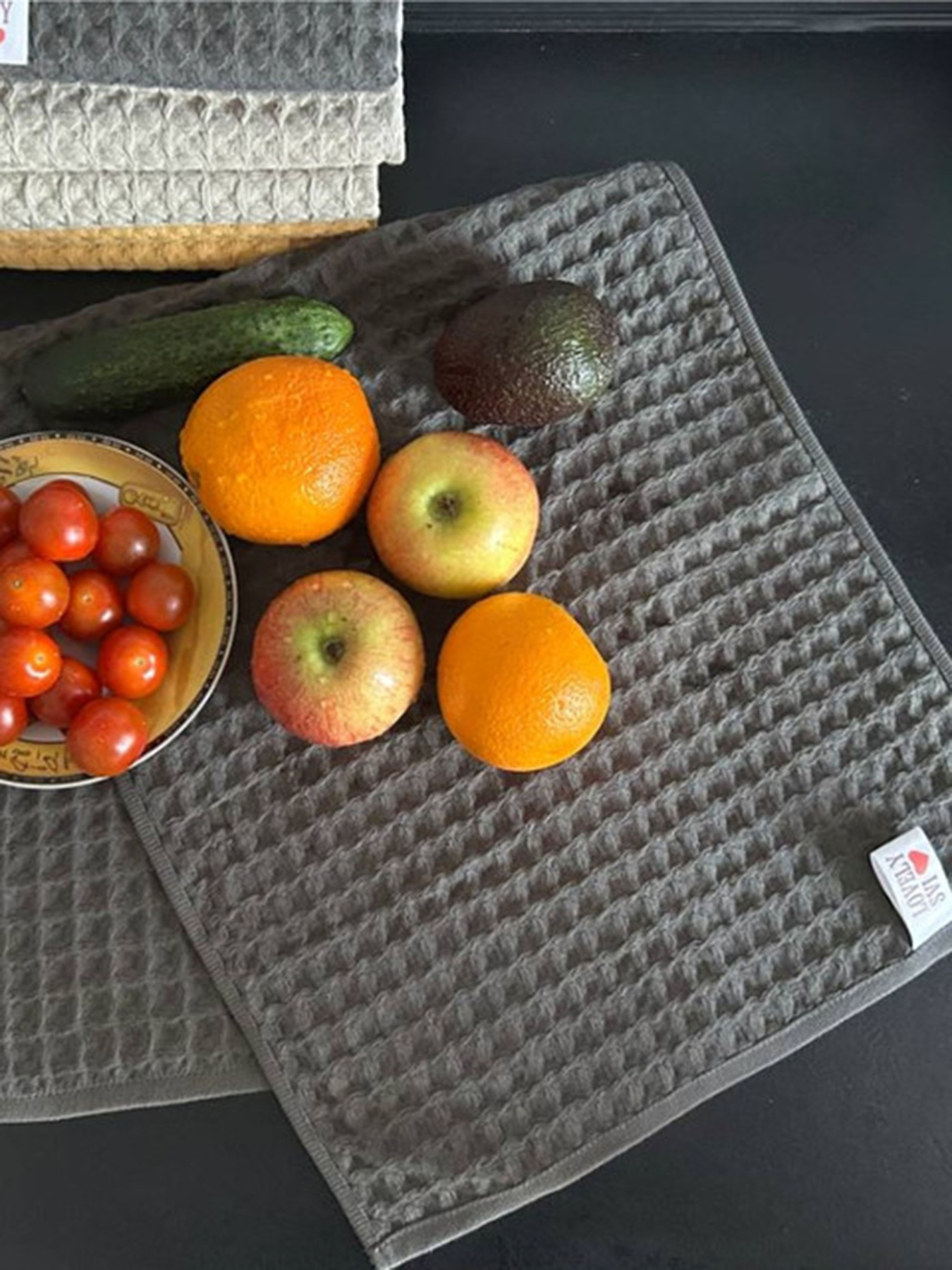 Набор кухонных вафельных полотенец 4 шт, 100% хлопок – Серый Lovely Svi модель 561011 Набор кухонных вафельных полотенец 4 шт, 100% хлопок – Серый Lovely Svi модель 561011 Фото