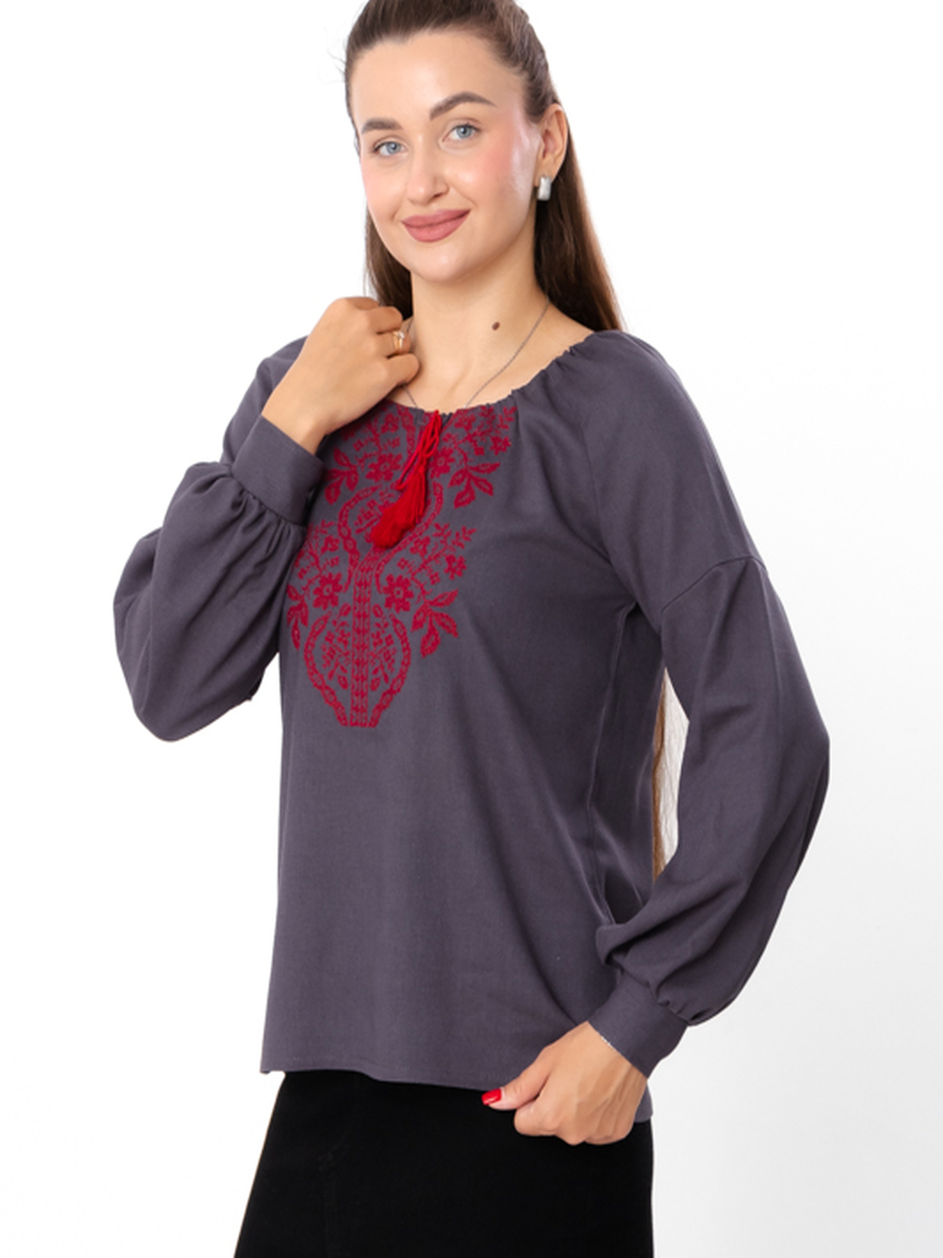 Вышитая рубашка Носи своє модель 8439-070-22-temnij-graft Фото