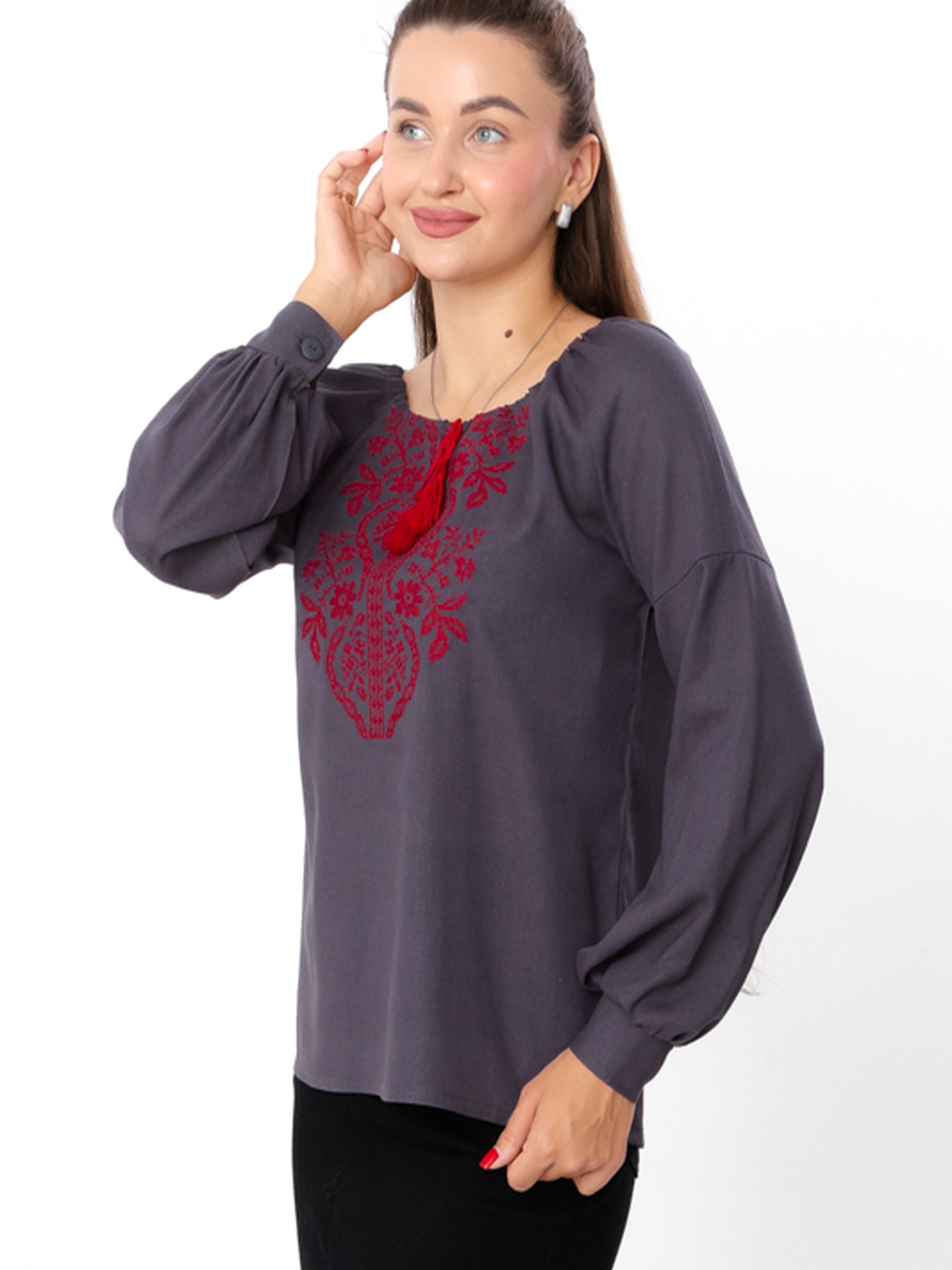 Вышитая рубашка Носи своє модель 8439-070-22-temnij-graft Фото