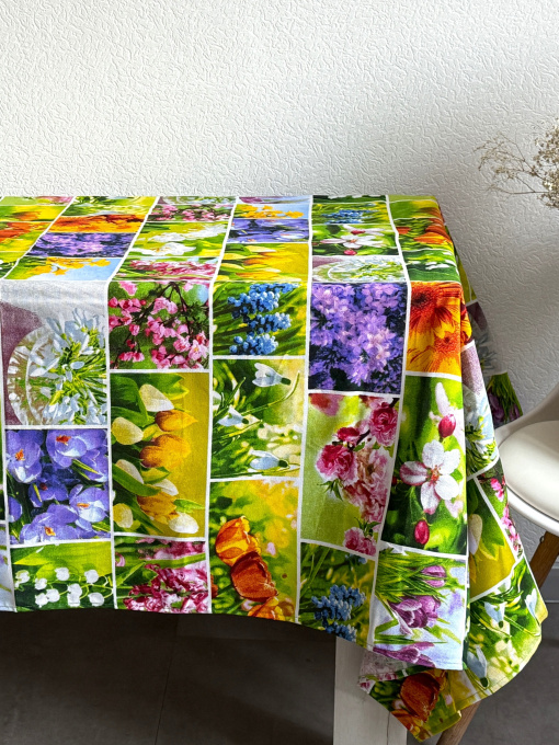 Скатерть хлопковая с первыми весенними цветами Ecotton модель 24621 Фото