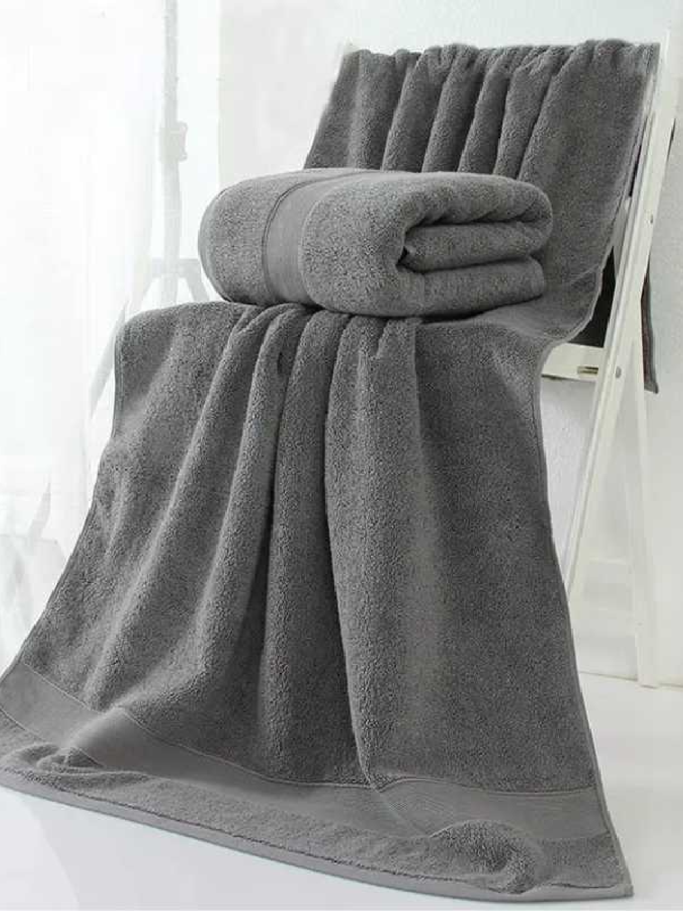 Набір Рушників Махрових Банних (Бавовна) 2 шт в подарунковому пакеті Сірий Lovely Svi  модель 280523 Фото