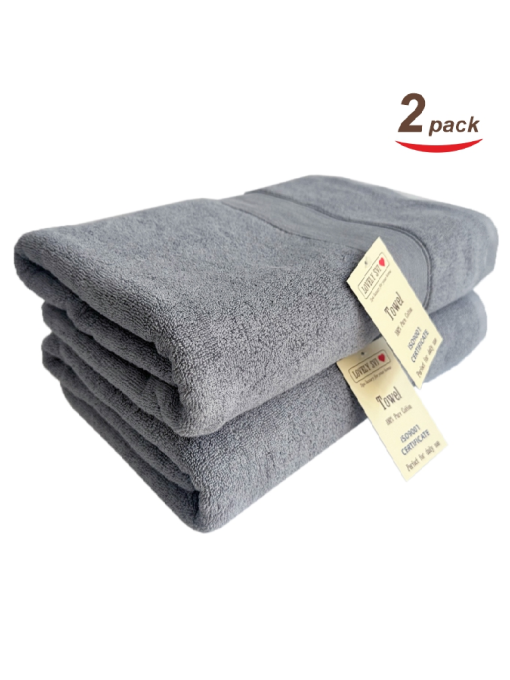 Набір Рушників Махрових Банних (Бавовна) 2 шт в подарунковому пакеті Сірий Lovely Svi  модель 280523 Фото