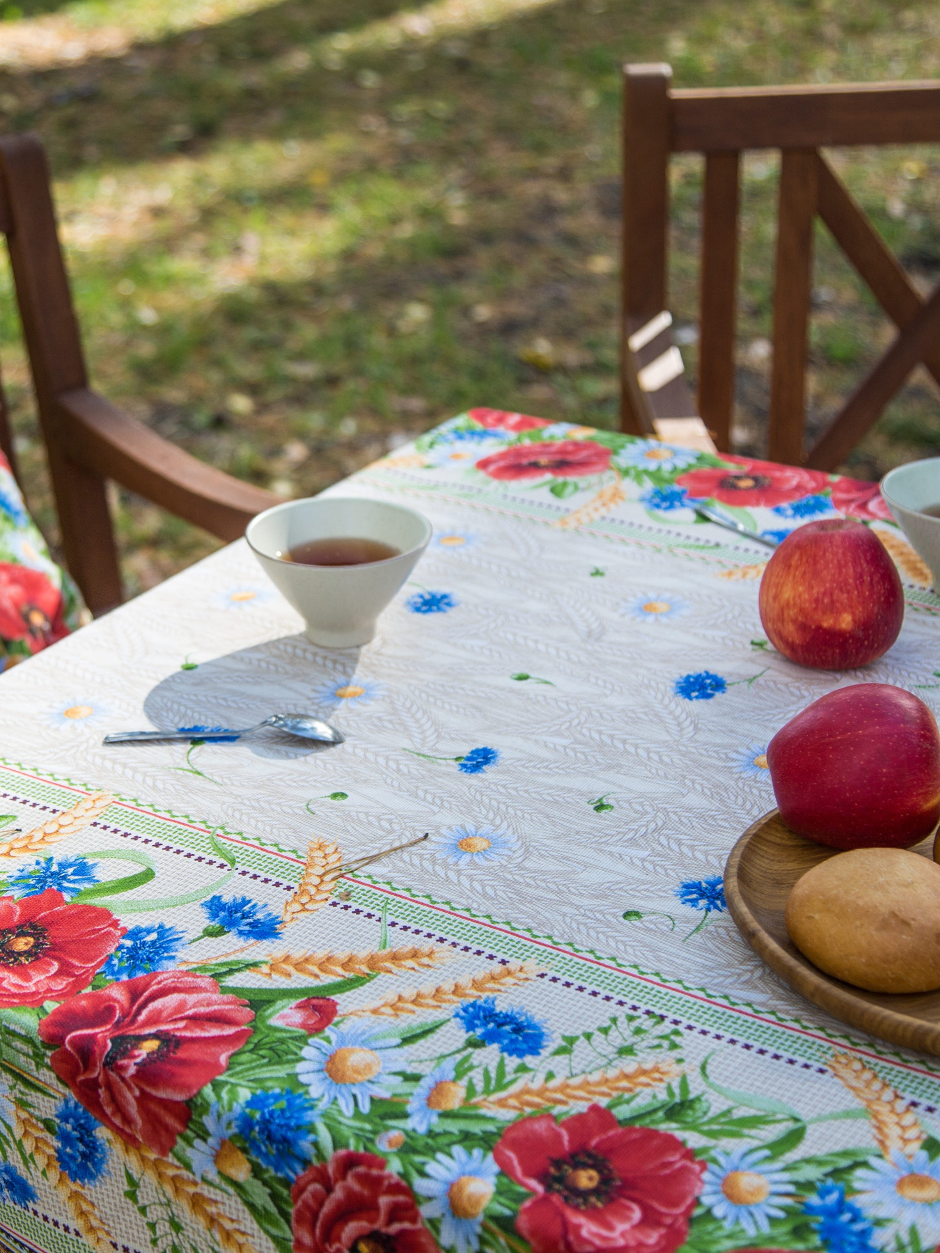 Скатертина бавовняна з квітами та колосками Ecotton модель 19913 Фото