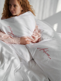 Комплект постільної білизни з  вишивкою "Люблю... цілую" LEVAN HOME модель 39121 Фото