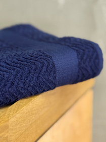 Полотенце махровое с бортом тёмно-синего цвета Dark Blue Ecotton модель 25233 Фото