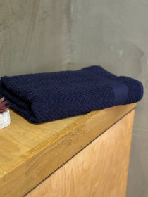 Полотенце махровое с бортом тёмно-синего цвета Dark Blue Ecotton модель 25233 Фото