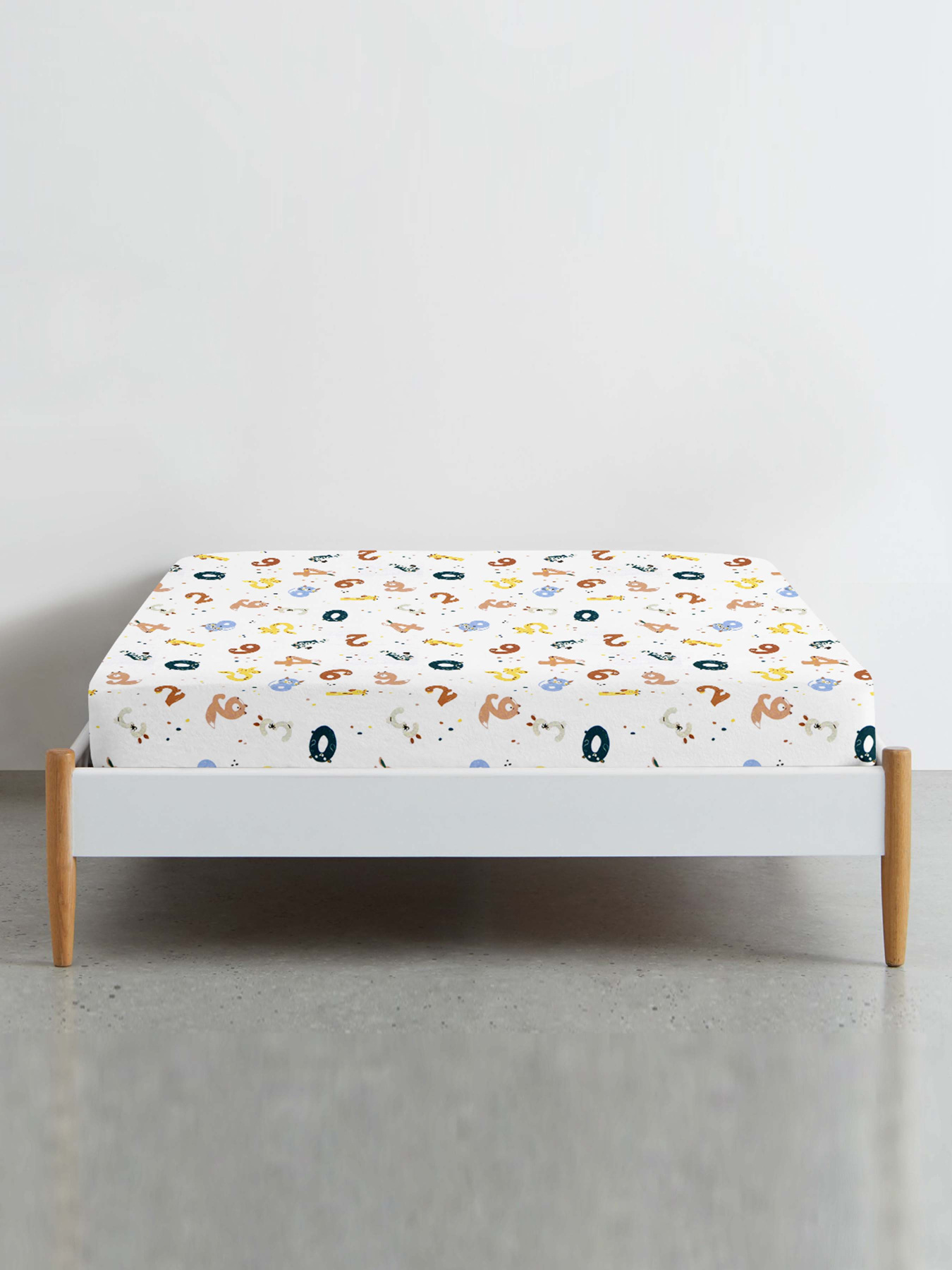 Простирадло на резинці ранфорс NUMBERS Cosas модель AnimalsNumbers_120 Фото