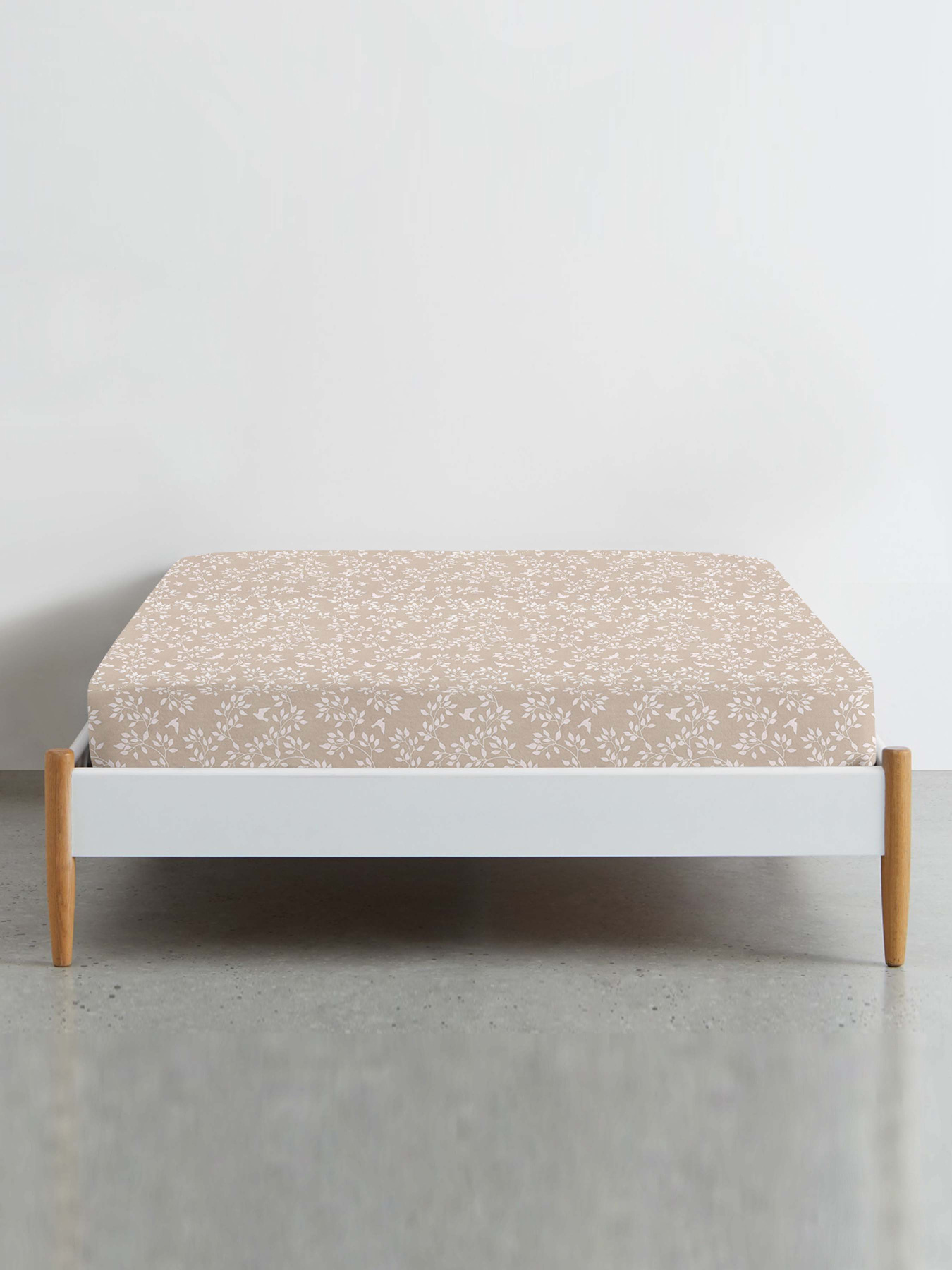 Простынь на резинке ранфорс FLORET Cosas модель BirdsFoliageBeige_120 Фото