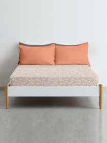 Простынь на резинке ранфорс FLORET Cosas модель BirdsFoliageBeige_120 Фото