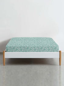 Простынь на резинке ранфорс FLORET Cosas модель BirdsFoliageMint_120 Фото