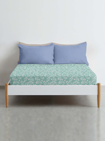 Простынь на резинке ранфорс FLORET Cosas модель BirdsFoliageMint_120 Фото