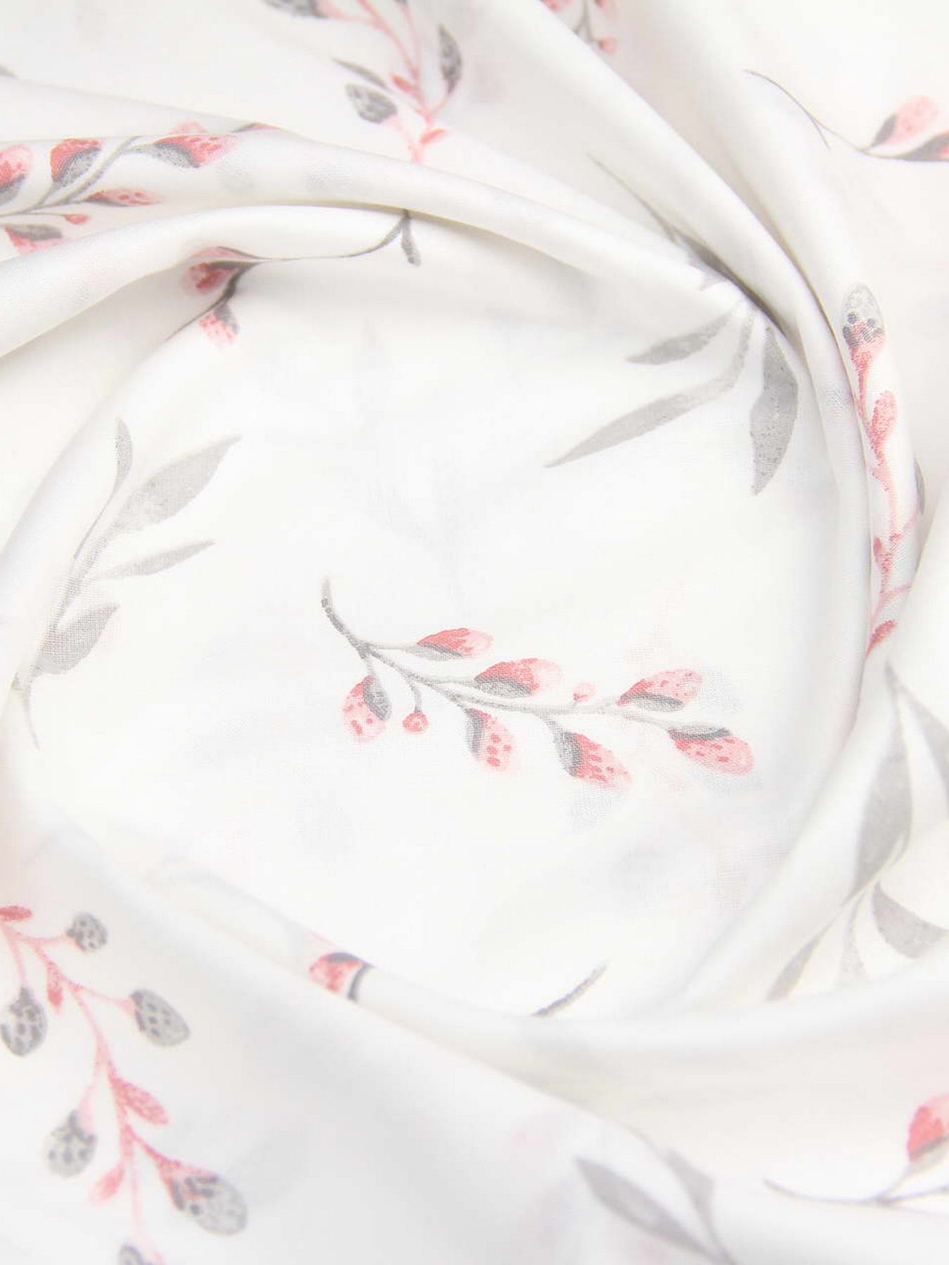 Простынь на резинке ранфорс PINE BRANCHLETS Cosas модель BudRoseGray_120 Фото