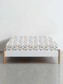 Простирадло на резинці ранфорс WILDFLOWERS Cosas модель BushBeigeBlue_120 Фото