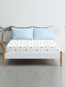 Простирадло на резинці ранфорс BUTTERFLY Cosas модель ButterfliesGrayLBlue_120 Фото