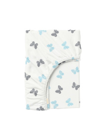Простирадло на резинці ранфорс BUTTERFLY Cosas модель ButterfliesGrayLBlue_120 Фото