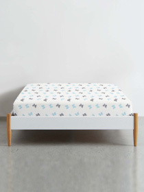 Простирадло на резинці ранфорс BUTTERFLY Cosas модель ButterfliesGrayLBlue_120 Фото