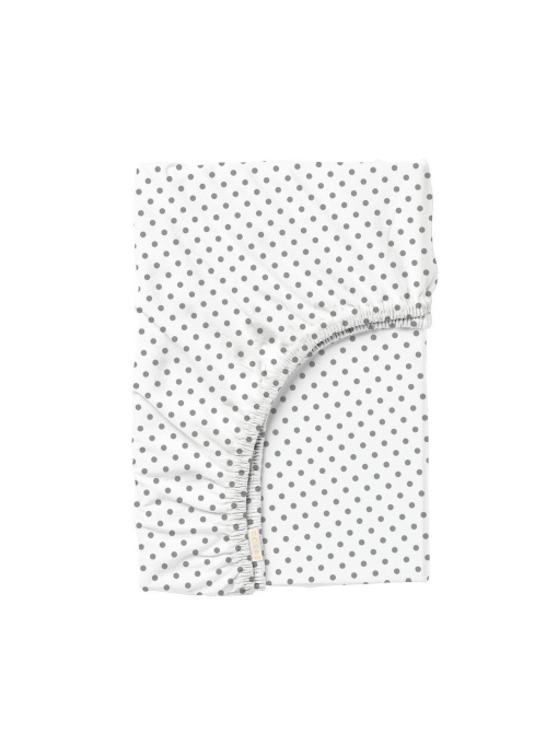 Простынь на резинке ранфорс GREY DOTS Cosas модель DotsGreyWhite_100x200x20 Фото