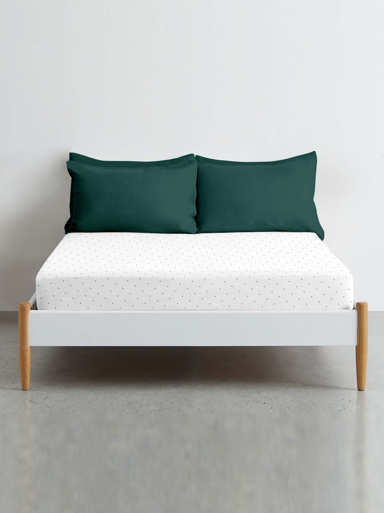 Простирадло на резинці ранфорс MINI DOTS Cosas модель DropGreenWhite_120 Фото