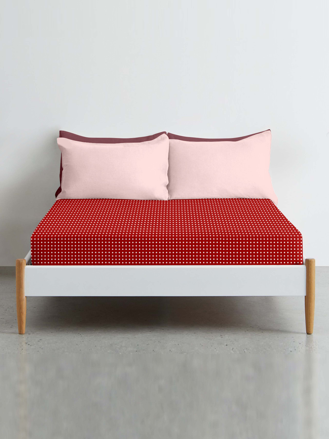 Простынь на резинке ранфорс RED DOTS Cosas модель DropRed-4009_120 Фото