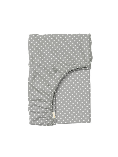 Cosas ­Простирадло на резинці ранфорс GREY DOTS модель DropWhiteGrey_100x200x20 - фото