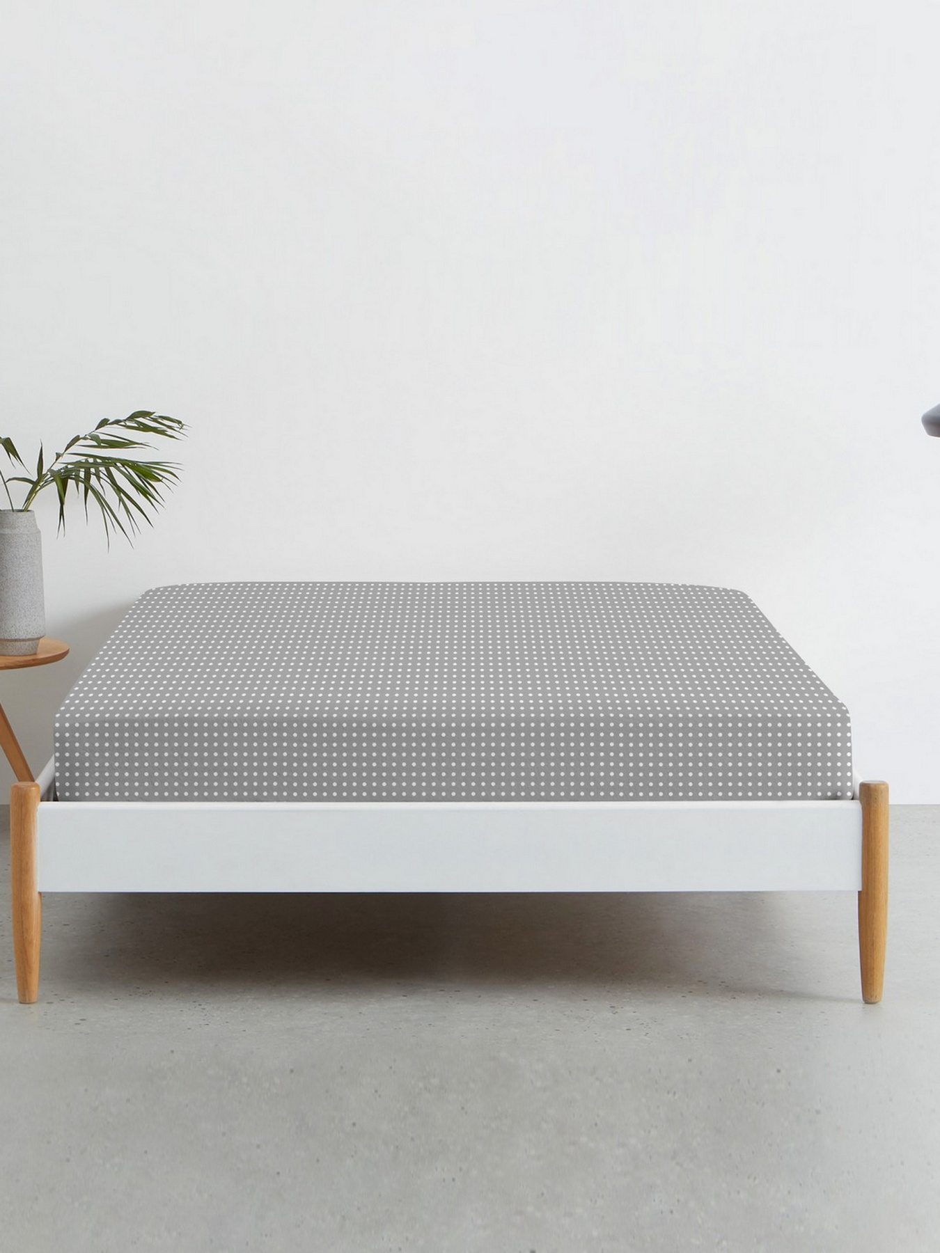 Простирадло на резинці ранфорс GREY DOTS Cosas модель DropWhiteGrey_100x200x20 Фото