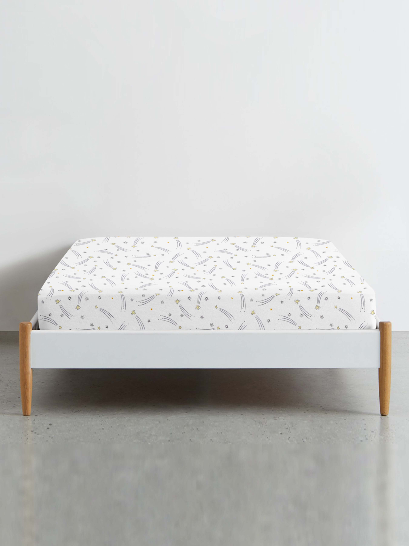 Простынь на резинке ранфорс FIREWORKS Cosas модель FireworkYellowWhite_120 Фото