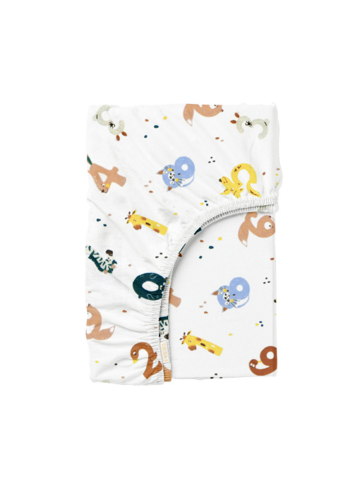 Простынь на резинке фланель NUMBERS Cosas модель Flannel_AnimalsNumbers_60x120x12 Фото