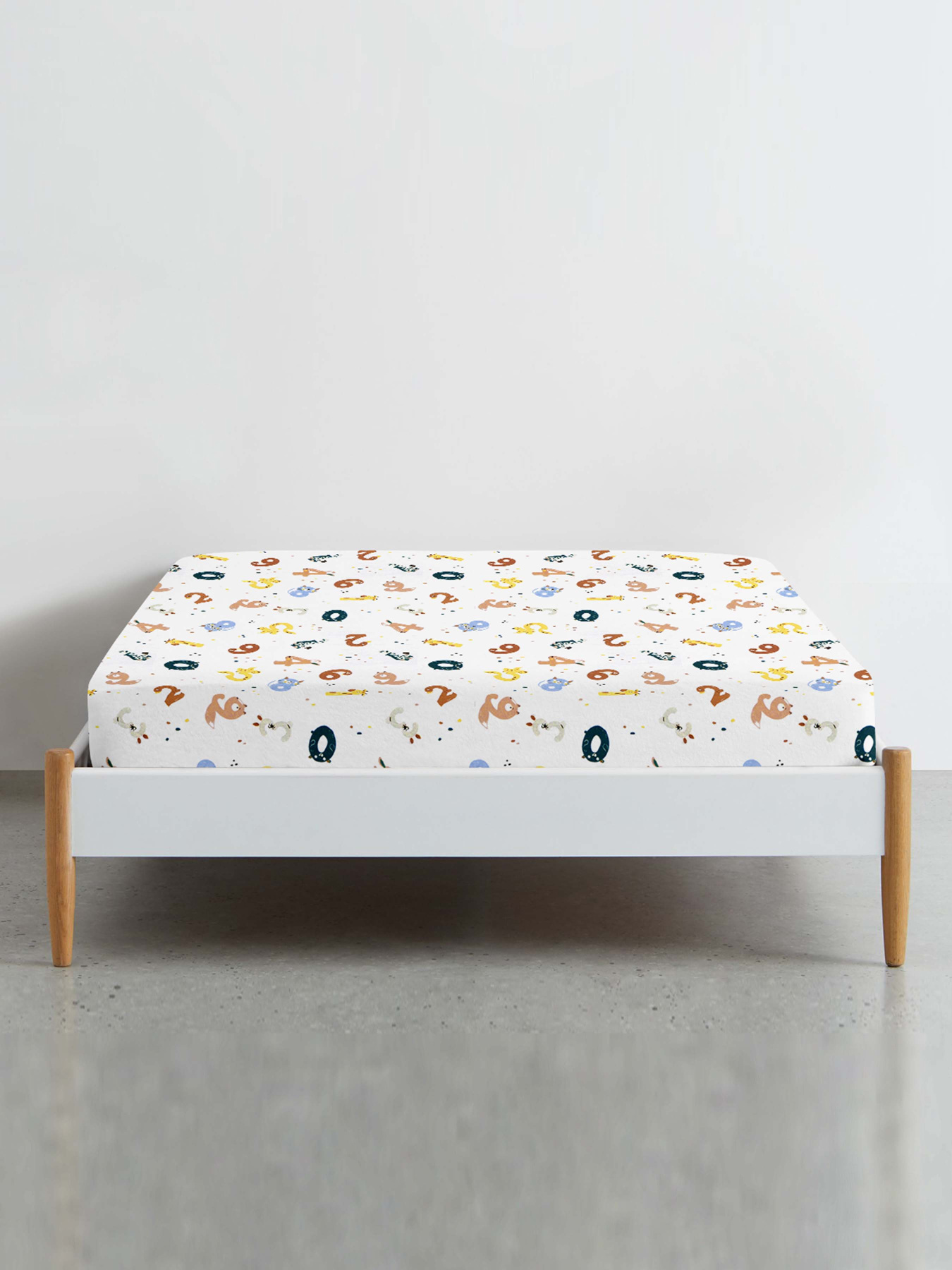 Простынь на резинке фланель NUMBERS Cosas модель Flannel_AnimalsNumbers_60x120x12 Фото