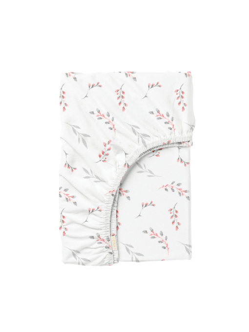 Простынь на резинке фланель PINE BRANCHLETS Cosas модель Flannel_BudRoseGray_60x120x12 Фото