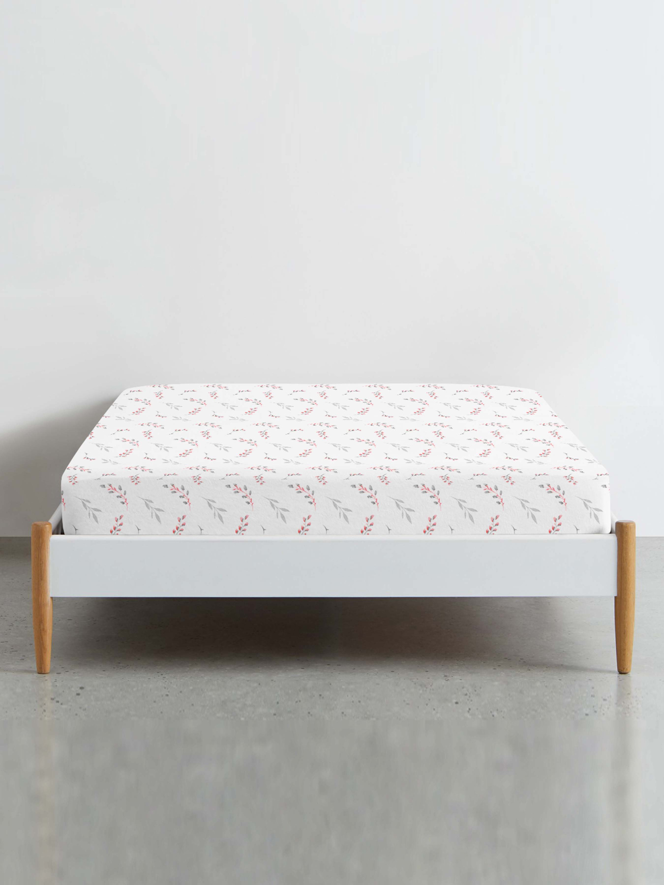 Простирадло на резинці фланель PINE BRANCHLETS Cosas модель Flannel_BudRoseGray_60x120x12 Фото