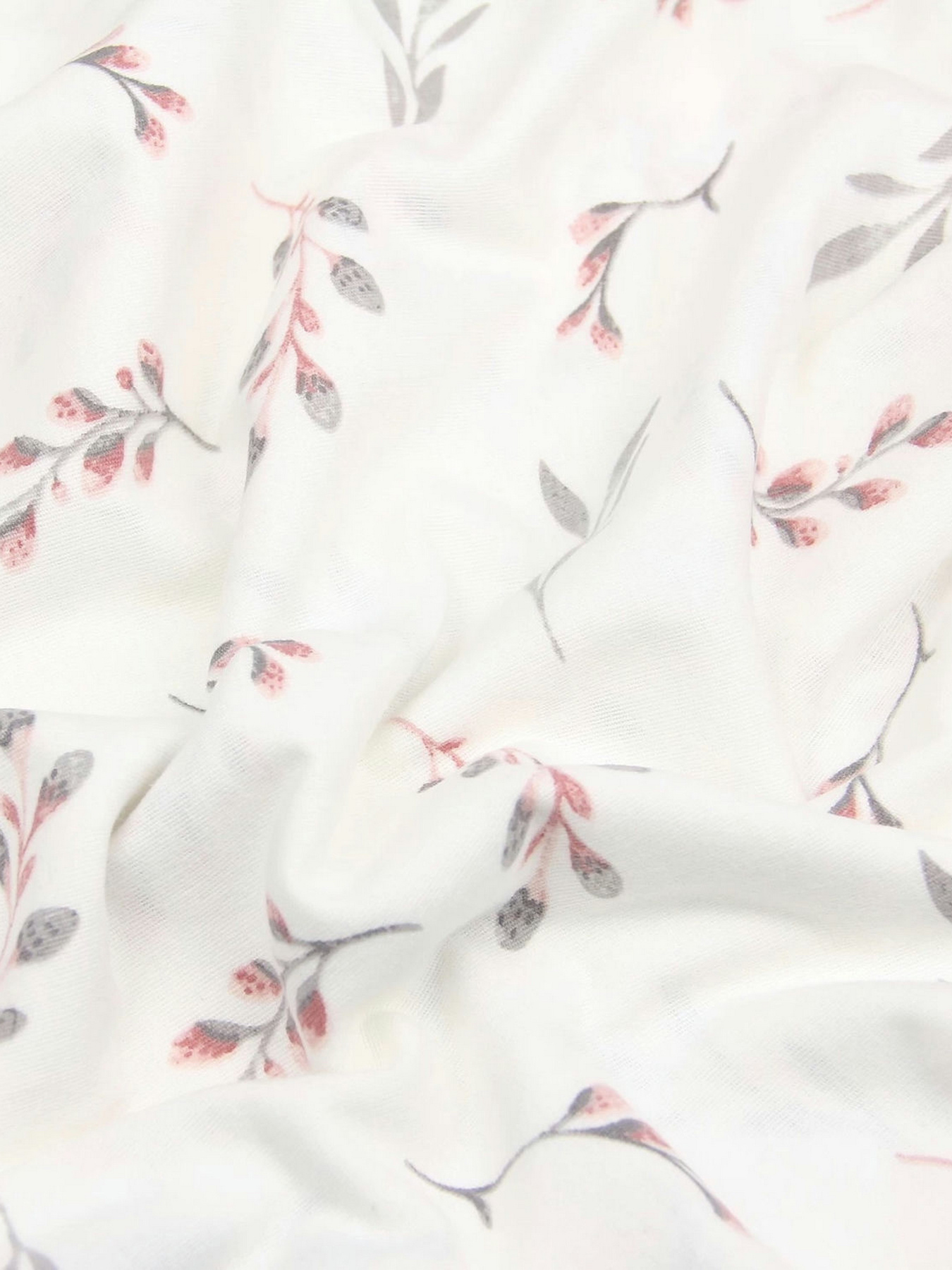 Простирадло на резинці фланель PINE BRANCHLETS Cosas модель Flannel_BudRoseGray_60x120x12 Фото